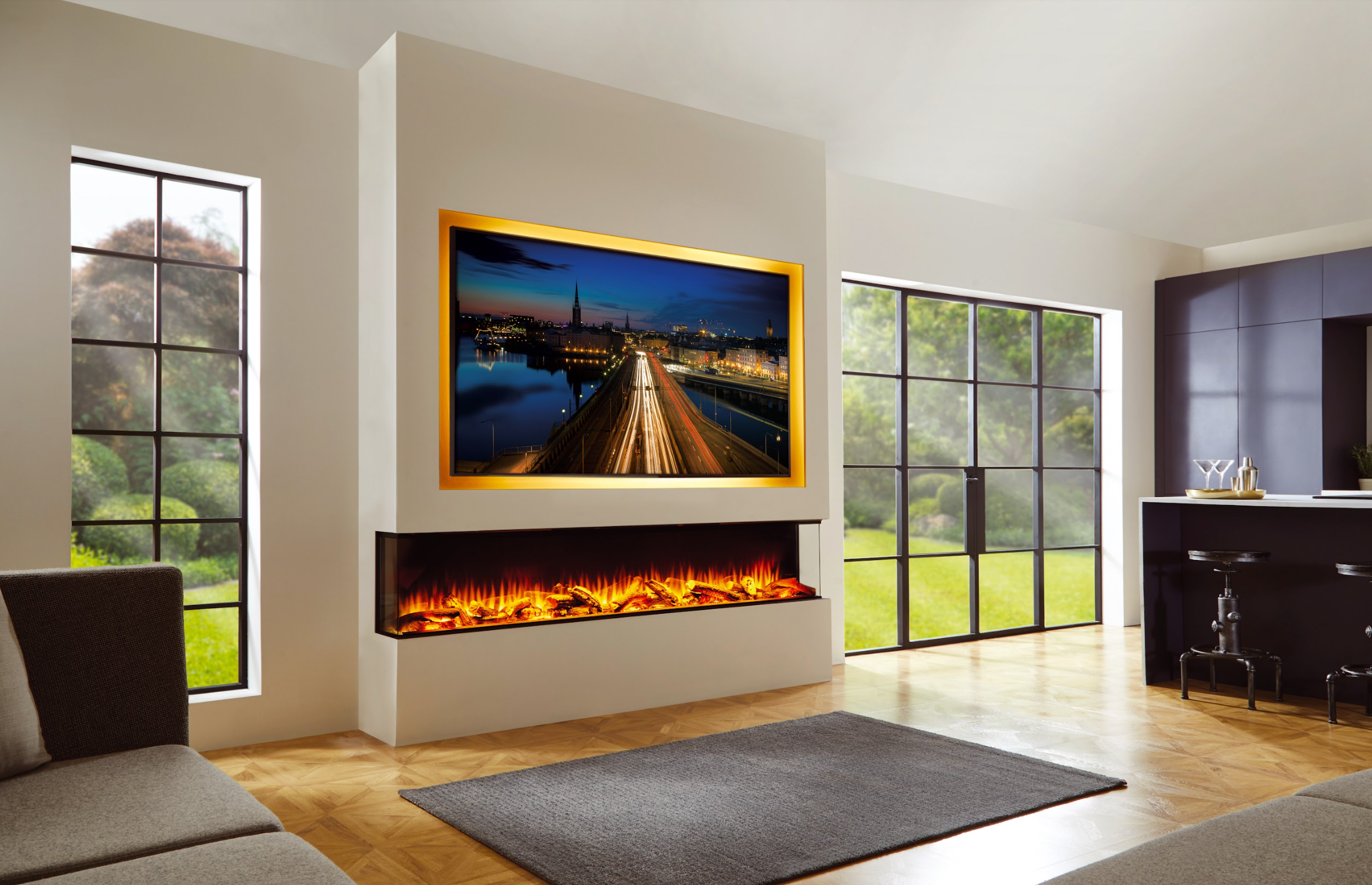 Large Media Wall Electric Fires NI