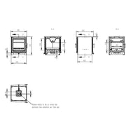 BURNT GREY - Ecosy+ Hampton 6.4 Double Sided, Defra Approved, Eco Design Approved, Wood Burning Stove