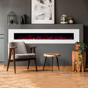 1800 White Super Slim Zara Built In Or Mounted Media Wall Electric Fire